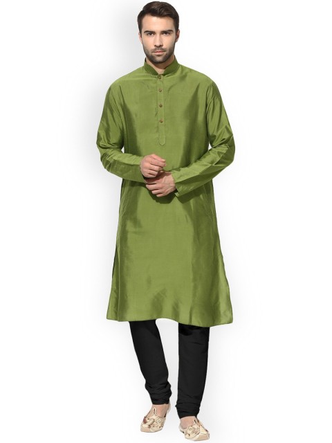 

KISAH Men Green Kurta with Churidar