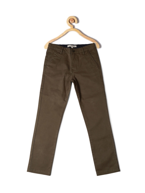 

Allen Solly Junior Boys Olive Green Solid Trousers