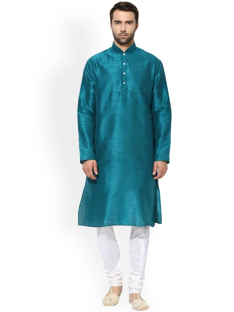 

KISAH Men Teal Kurta with Churidar