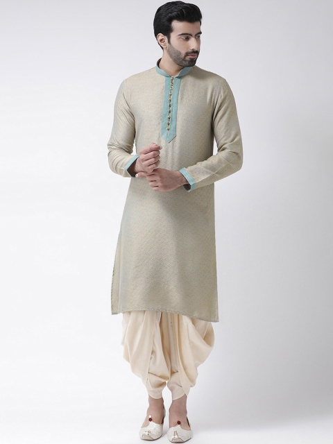 

KISAH Men Beige Ethnic Motifs Embroidered Angrakha Kurta with Dhoti Pants