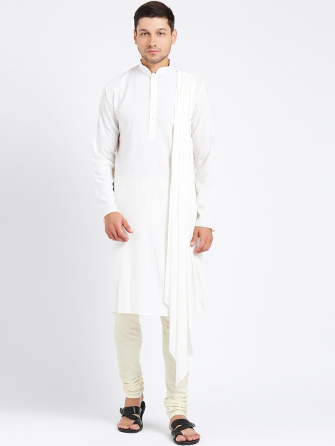 

KISAH Men Off White Pleated Kurta with Churidar