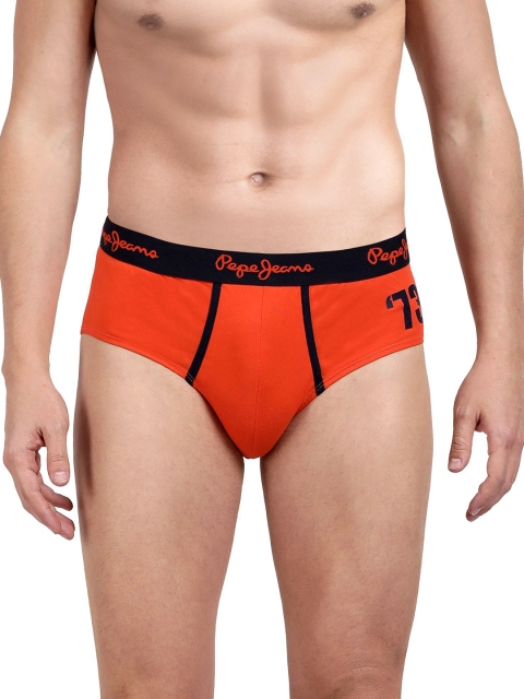 

Pepe Jeans Men Orange Solid Hipster Cotton Briefs