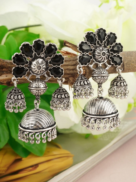 

Urmika Women Black Floral Classic Jhumkas Earrings