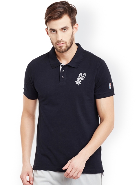 

NBA Men Black Solid Polo T-shirt