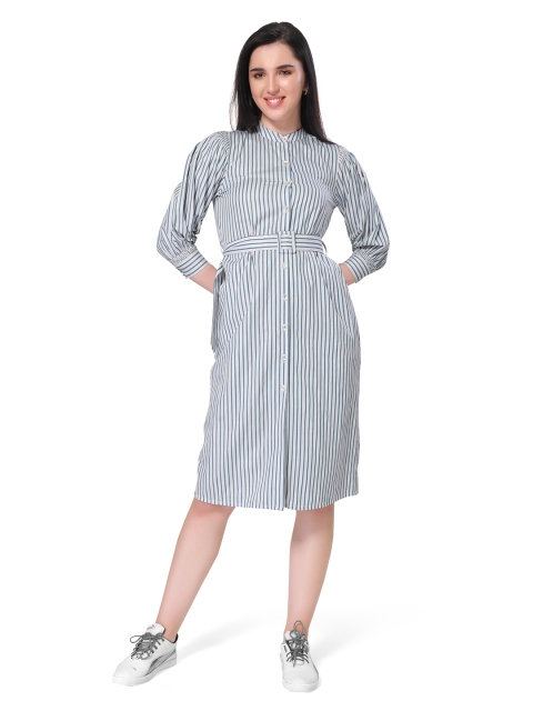 

ZINNIA Women Blue Striped Shirt Dress