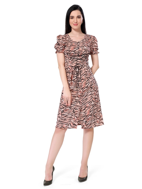 

ZINNIA Peach-Coloured Animal Crepe Dress