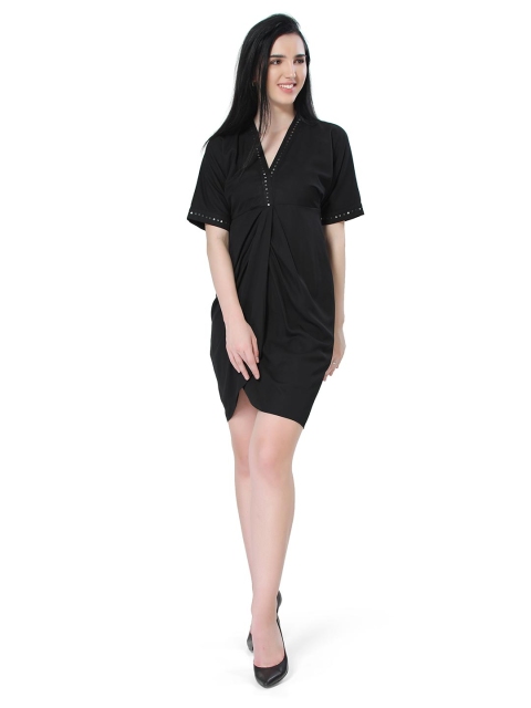 

ZINNIA Women Black Sheath Tulip Hem Dress