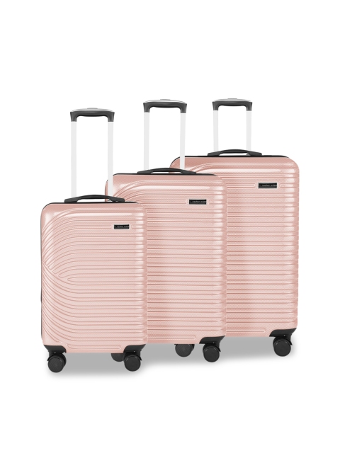 

Nasher Miles Set of3 Rose Gold Textured Hade Sided Trolley Bag