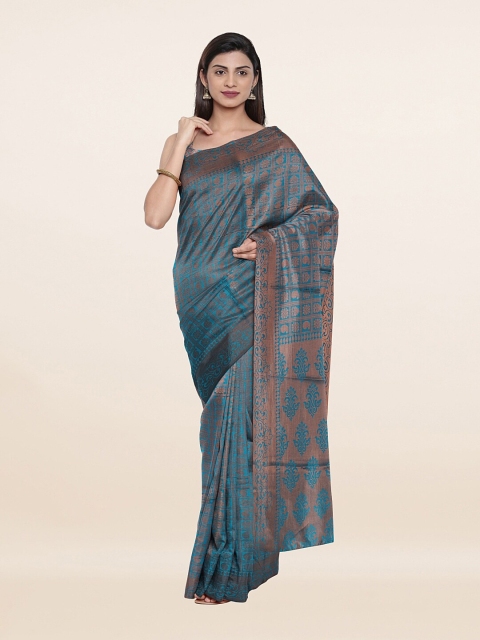 

Pothys Blue & Copper-Toned Ethnic Motifs Art Silk Saree