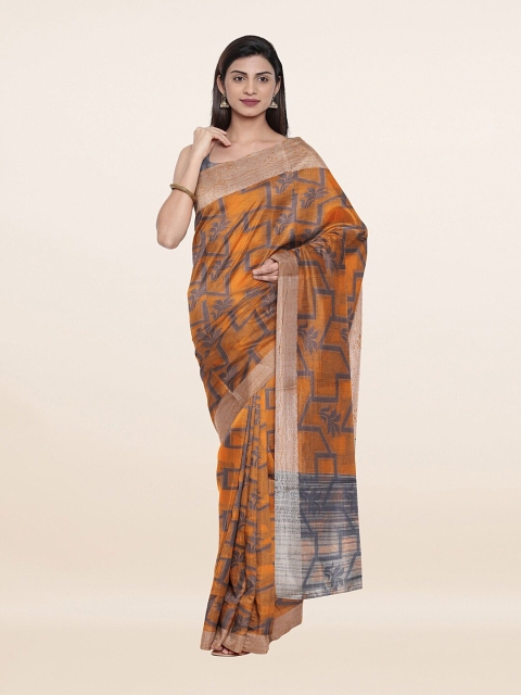 

Pothys Orange & Grey Woven Design Zari Saree