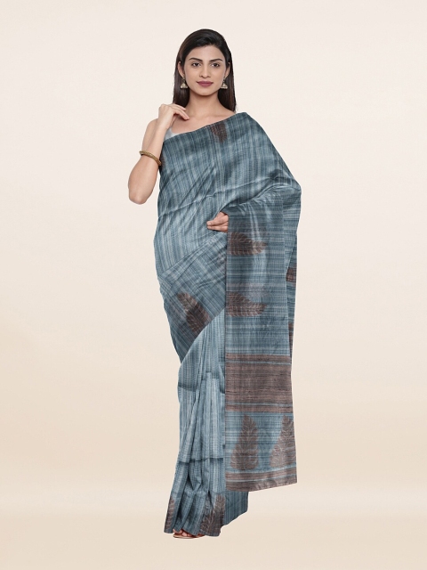 

Pothys Women Blue & Grey Floral Woven Design Cotton Blend Saree