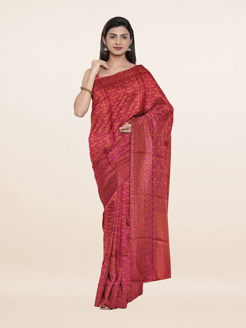 

Pothys Pink & Gold-Toned Woven Design Zari Art Silk Saree