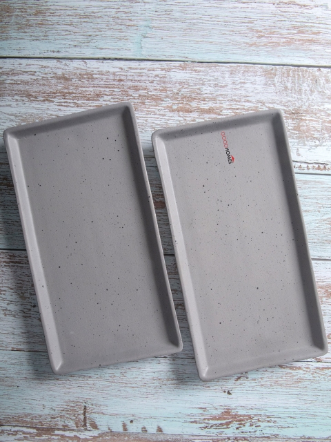 

GOODHOMES Set Of 2 Grey Solid Stoneware Serveware