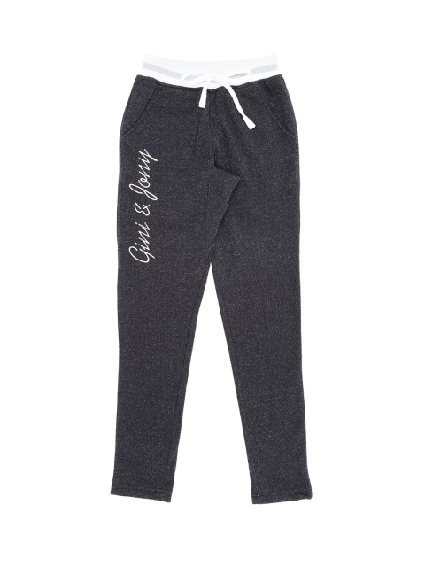 

Gini and Jony Girls Charcoal Grey Solid Cotton Track Pants