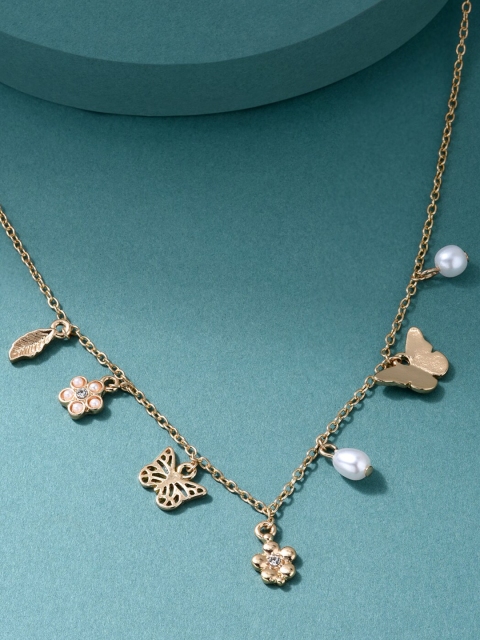 

ToniQ Gold-Toned & White Gold-Plated Open Necklace