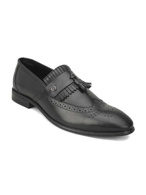 

Alberto Torresi Men Black Solid Leather Formal Slip-Ons