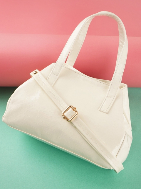 

LEKHX White Colourblocked PU Structured Shoulder Bag