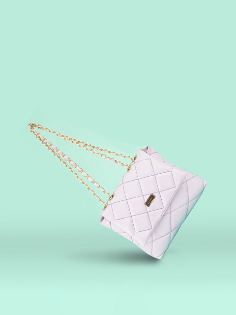 

LEKHX Purple Textured PU Shopper Sling Bag with Quilted
