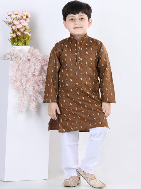 

Kidling Boys Brown Floral Kurta with Churidar