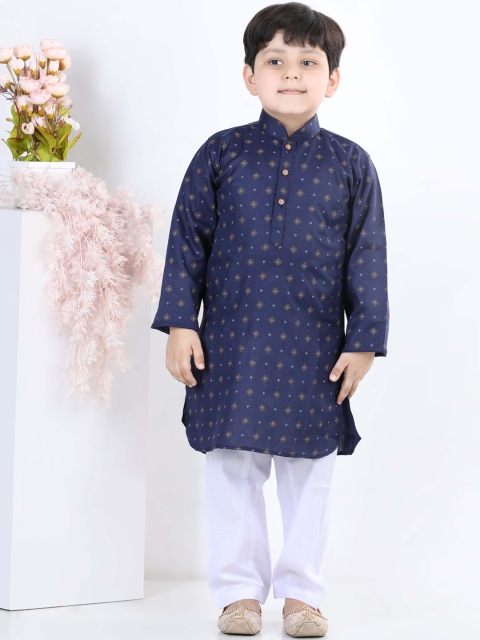 

Kidling Boys Blue Printed Kurta with Pyjamas