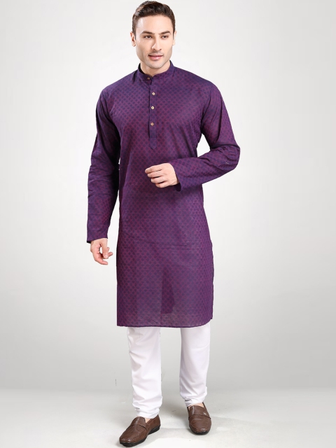 

RG DESIGNERS Men Purple Kurta with Pyjamas