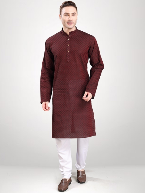 

RG DESIGNERS Men Brown Ethnic Motifs Printed Kurta with Pyjamas