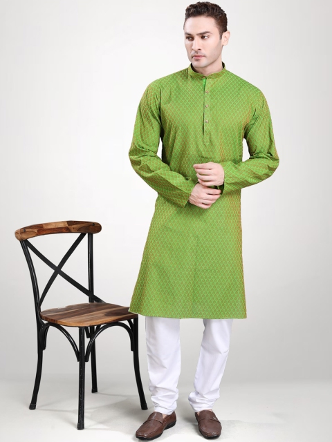 

RG DESIGNERS Men Green Ethnic Motifs Kurta with Pyjamas