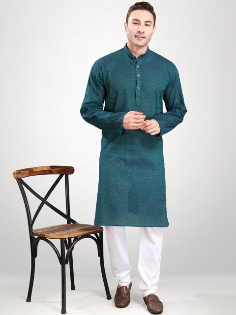 

RG DESIGNERS Men Blue Panelled Kurta with Trousers