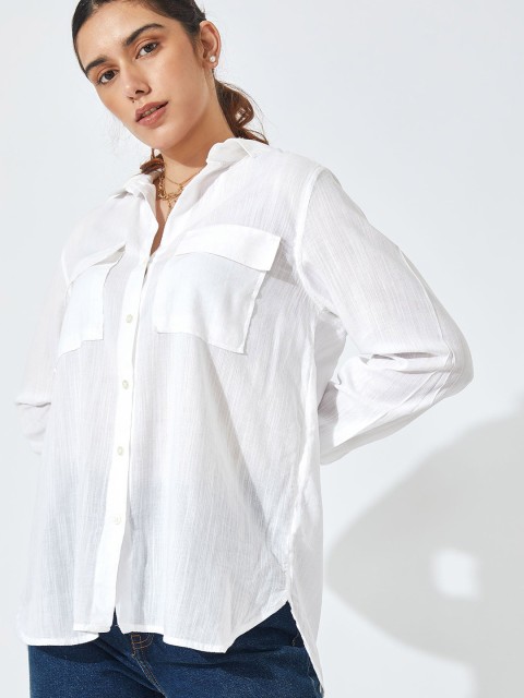

The Label Life Women White Comfort Casual Shirt
