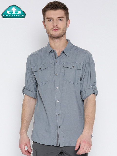 

Columbia Men Grey Pilsner Peak II Solid Outdoor Shirt