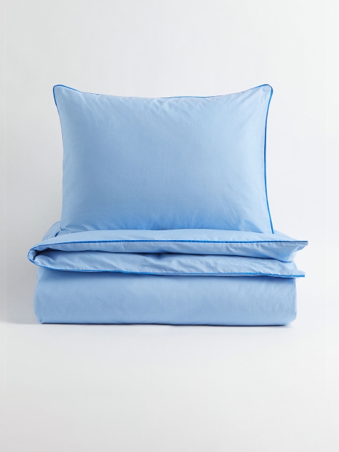 

H&M Blue Solid Single Duvet 100% Cotton Cover Set