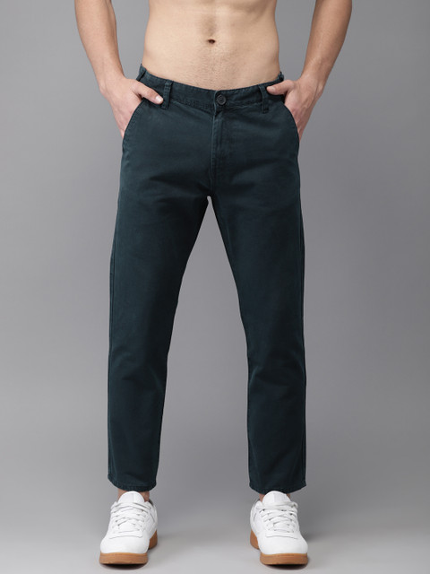 

Moda Rapido Men Navy Blue Slim Fit Solid Cropped Chinos