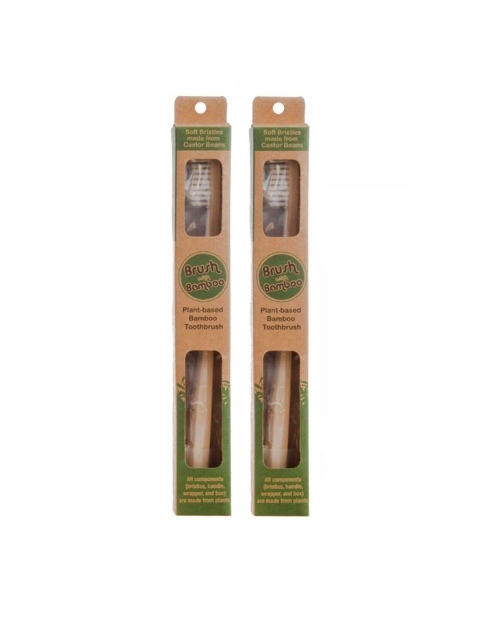 

GOLI SODA Pack of 2 Brown BPA Free Bamboo Toothbrush
