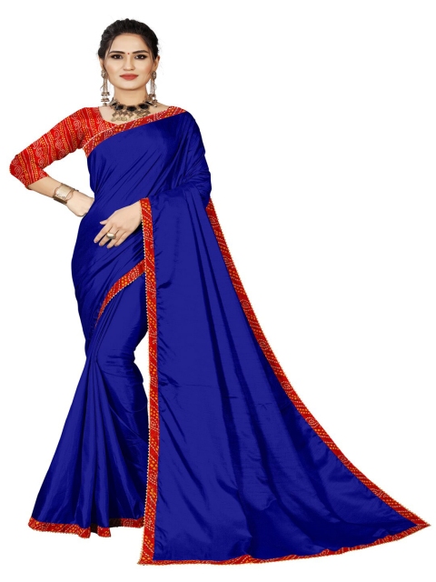 

SURACHITA Blue & Red Art Silk Maheshwari Saree
