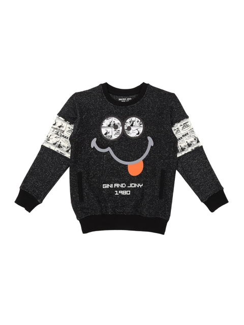 

Gini and Jony Boys Black Printed Sweatshirt