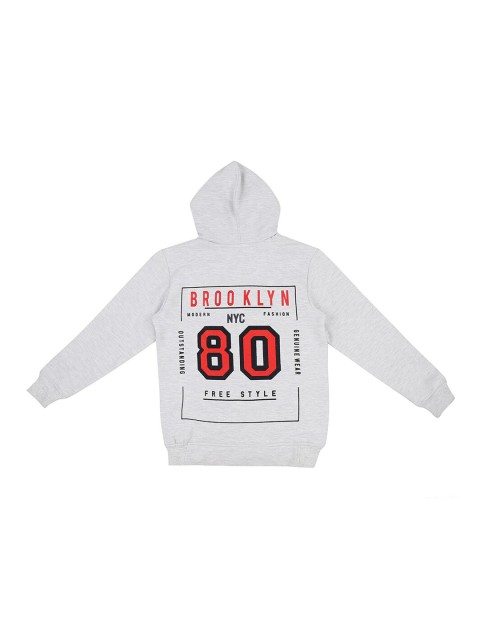 

Gini and Jony Boys Grey Printed Hooded Cotton Sweatshirt