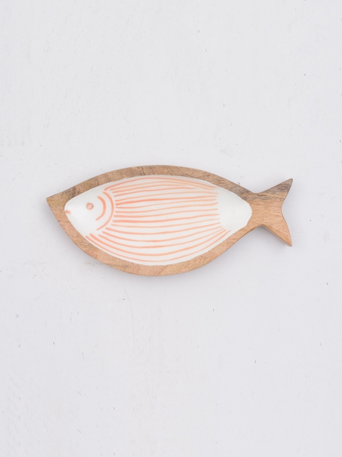 

THE ACCENT COMPANY Orange Fish Shape Printed Wooden Tray