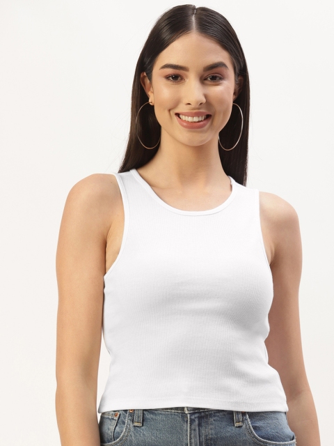 

LC Waikiki Women White Ribbed T-shirt