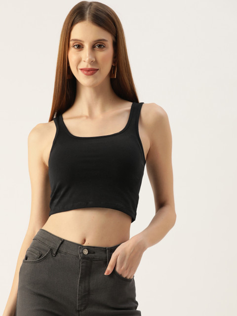 

LC Waikiki Women Black Solid Crop Top
