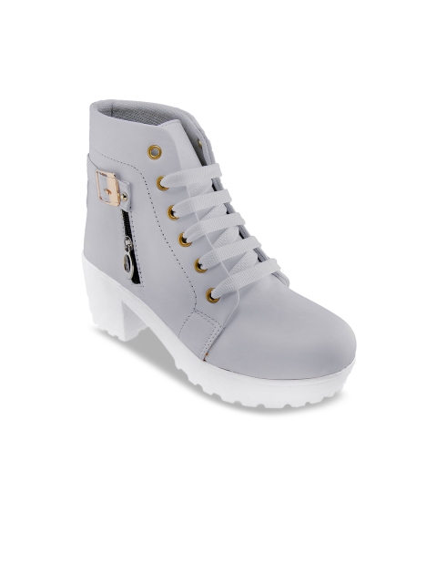 

BOOTCO Women Grey Solid High Heeled Boots