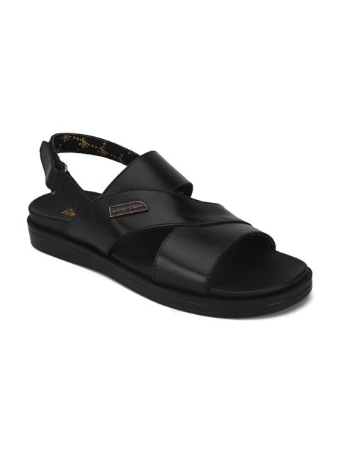 

Alberto Torresi Men Black Genuine Leather Comfort Sandals