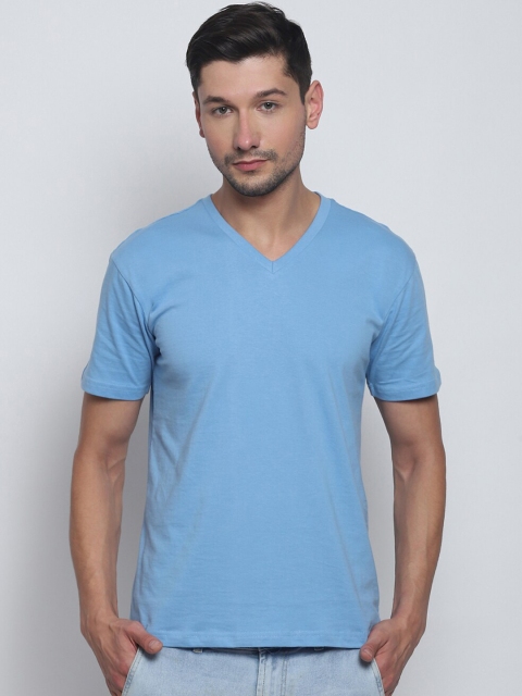 

Melangebox Men Blue V-Neck T-shirt