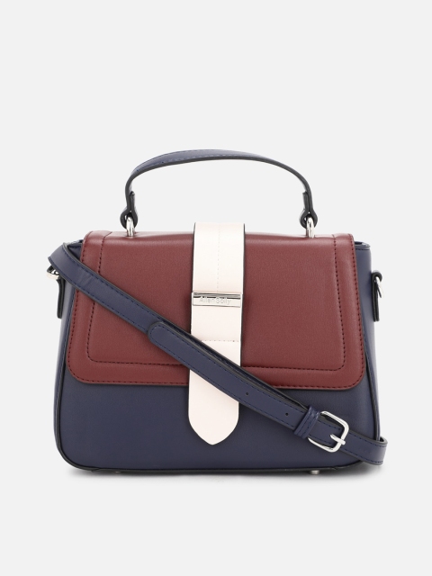 

Allen Solly Navy Blue Colourblocked PU Structured Satchel
