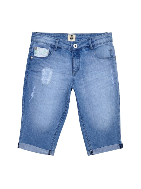 

Palm Tree Girls Blue Solid Regular Fit Capris