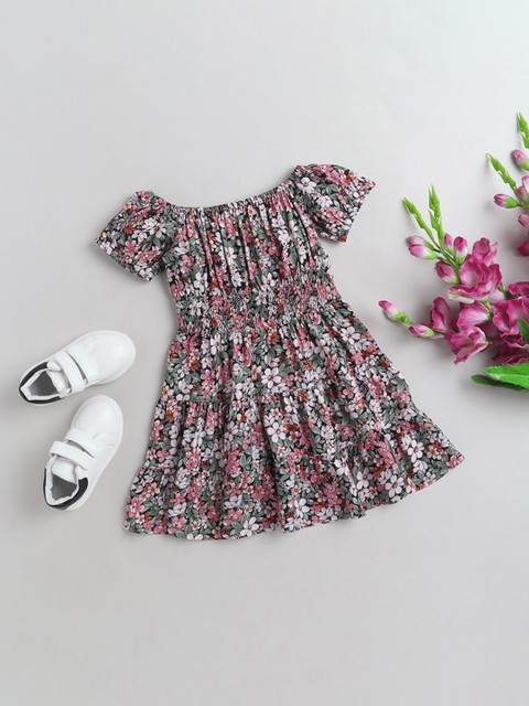 

taffykids Girls Multicolored Floral Print A-Line Dress, Multi