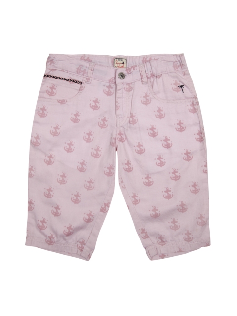 

Palm Tree Girls Pink Printed Regular Fit Capris