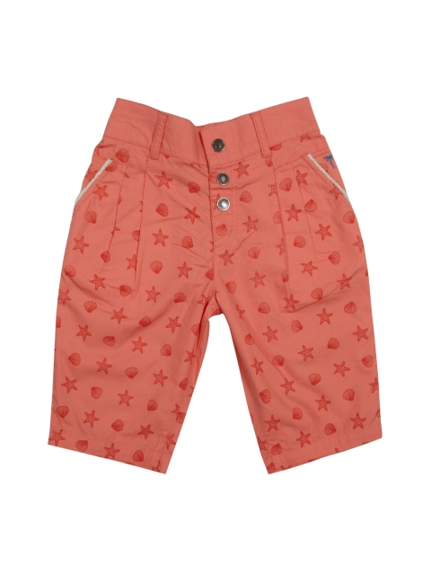 

Palm Tree Coral Printed Capris