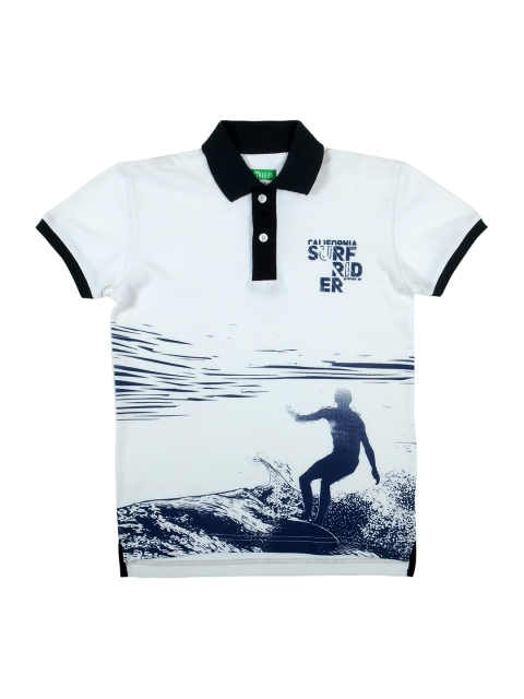 

Palm Tree Boys White Printed Polo T-shirt