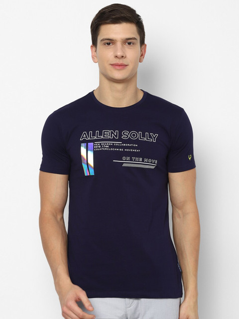 

Allen Solly Men Navy Blue Typography Printed T-shirt