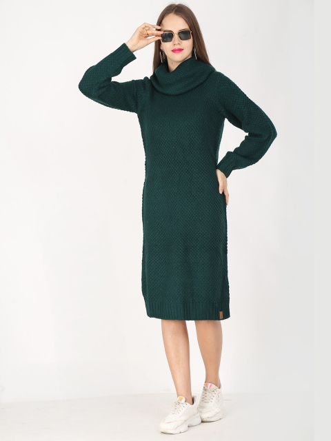 

NoBarr Women Green Sweater Midi Dress